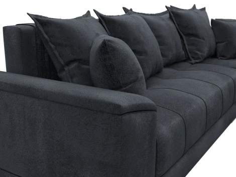 Диван угловой НордСтар правый угол (ДСП,Брус/Пластик/Велюр/Темно-серый) Лига Диванов 127943