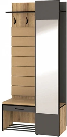 Прихожая с зеркалом Ольга Лофт 2, Дуб крафт золотой/Темно-серый, Ивару