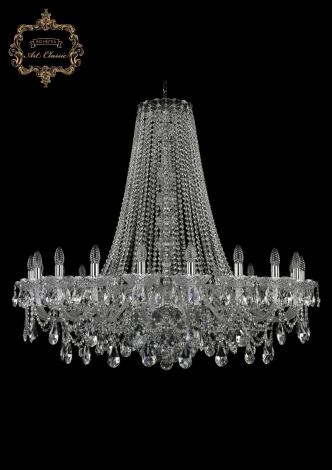 Подвесная большая люстра Art Classic 11.25 11.25.20.400.h-108.Cr.Sp (220V, хрусталь, на цепи, подсвечник, свеча)