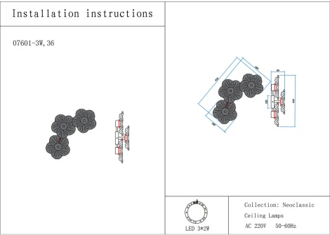 Настенный светильник светодиодный Kink Light Грея 07601-3W,36 (220V, цветы)