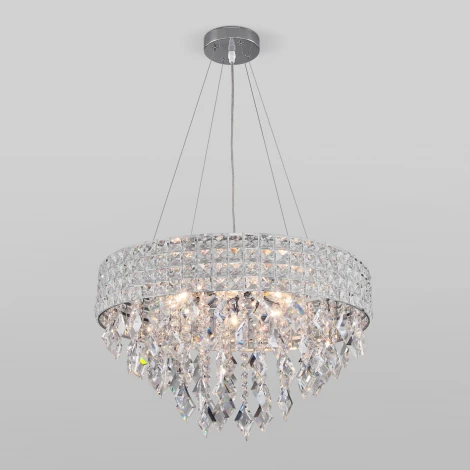 Подвесная люстра Eurosvet Kira 10115/8 хром/прозрачный хрусталь Strotskis