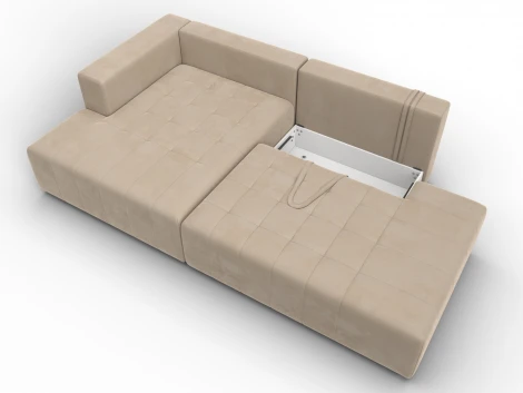Диван угловой Лига-103 НПБ угол левый (ДСП,Брус,Фанера,Велюр/Бежевый) Лига Диванов 134814L