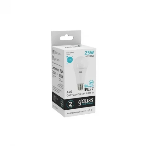 Лампочка светодиодная E27 25 Вт 2100 lm 4100K нейтральное белое свечение Gauss Elementary 73225