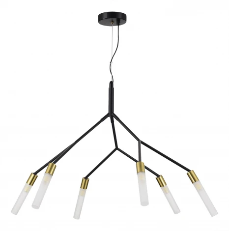 Подвесной светильник Evoluce Kaito SLE1129-403-06 Черный, латунь/Белый G9 6*5W (220V, на тросе)
