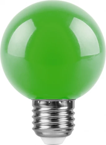 Лампочка светодиодная E27 3W 220V шар зеленая Feron 25907