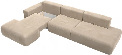 Диван угловой Лига-036 НПБ Модерн Лонг левый угол (Бежевый/Велюр) Лига Диванов арт.121424L