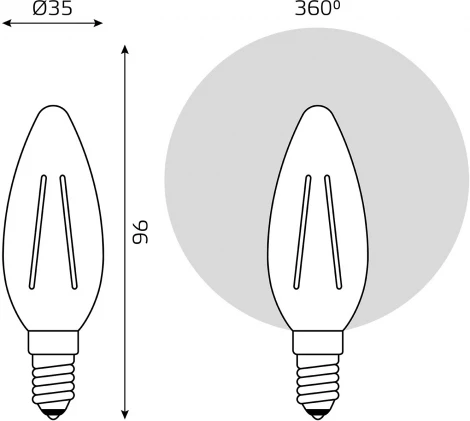 Лампочка светодиодная филаментная Gauss Filament 50312252 Свеча 5W 600lm 4000K E14 LED