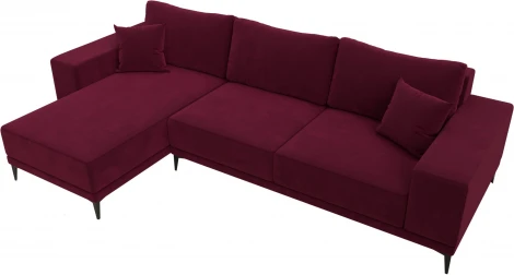 Диван угловой Льюес левый (Бордовый/Микровельвет) Лига Диванов арт.122408L