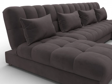 Диван П-образный Лига-116 НПБ (ДСП,ЛДСП,Велюр/Коричневый) Лига Диванов 137330