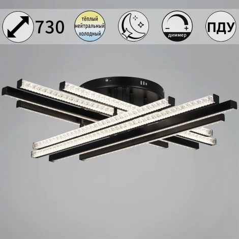 Потолочная люстра светодиодная на штанге с пультом Reluce 67090-0.3-08 BK