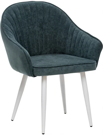 Стул с подлокотниками Вайд, каркас Белый, велюр Темно-зеленый 2500000185748 Leset