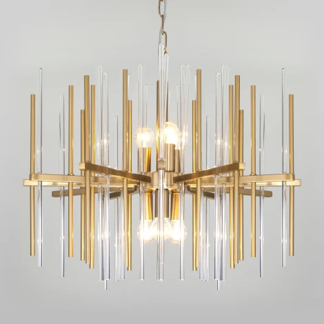 Умная подвесная люстра Wi-Fi Bogate's Allure 356/6 латунь (220V, управление смартфоном, голосовое управление, умный дом - Minimir Home, Алиса, Маруся, Салют, на цепи, круглые)