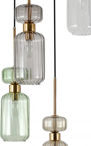 Подвесной светильник Escada Gloss 1141/5S CL/BG/GN/SM/AM 5x60 E14, металл/стекло, античная медь (220V, на проводе, круглые)