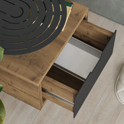 Тумба прикроватная OSLO NIGHTSTAND LEVE (ЛДСП,Металл/Черный,Светло-коричневый) арт.LEV01135