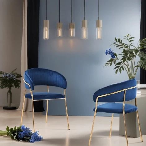 Стул Whispered Fusion Hesby Велюр/Синий арт.HSBI_DC72_blue