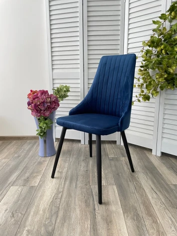 Стул Руссо Riviera 81 Синий, велюр / черный каркас