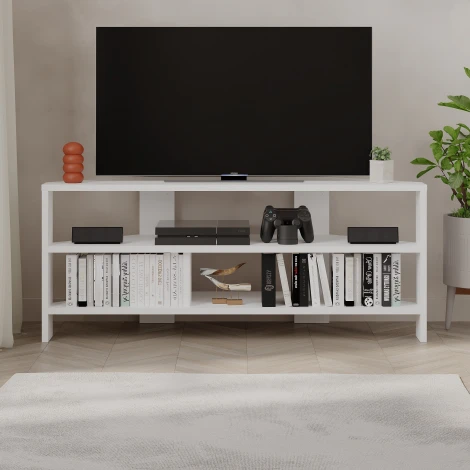 ТВ тумба THALES CORNER TV STAND (Дерево/Белый) LEVE