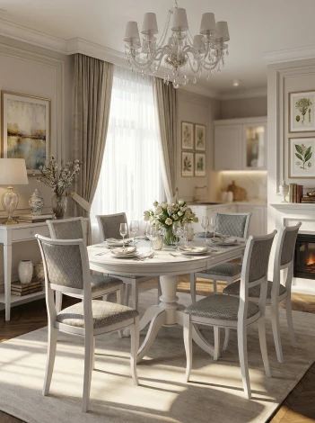 Стол обеденный Маре белый/серебро 110/150*75 Mebelik 009919