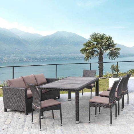 Комплект плетеной мебели T347/S65A/Y380A-W53 Brown (8+1) Afina