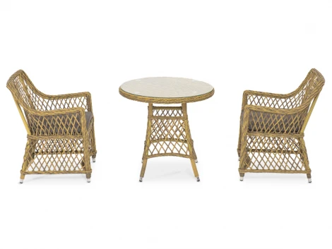 Обеденная группа плетеная, цвет соломенный 4SIS Эспрессо-80 L ECL2T1-3-SET