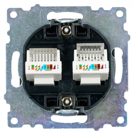 Розетка Ethernet RJ-45 двойная (черный) Stekker Катрин 50007