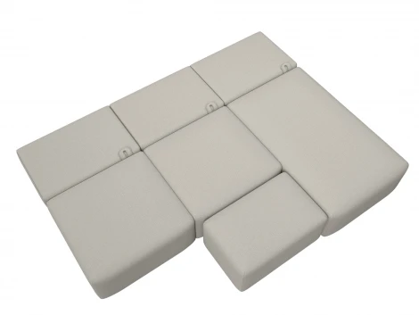 Диван угловой модульный с пуфом Лига-060 НПБ Лонг угол универсальный (ЛДСП,Брус,Фанера/Пластик/Рогожка/Бежевый) Лига Диванов 129718