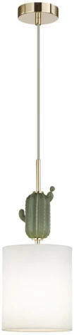 Подвесной светильник Odeon Light Cactus 5425/1 золотой/зеленый/белый/металл/керамика/ткань E14 1*40W (220V, на проводе, круглые)