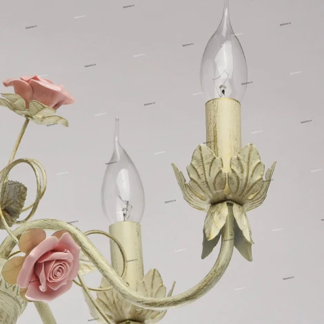Подвесная люстра DeMarkt Букет 421015005 (220V, на цепи, подсвечник, свеча, цветы, листья, розы)