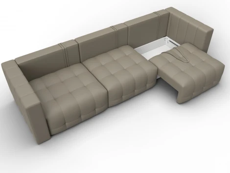 Диван прямой Лига-052 НПБ Лонг (ЛДСП,Брус,Фанера/Пластик/Экокожа/Бежевый) Лига Диванов 129906