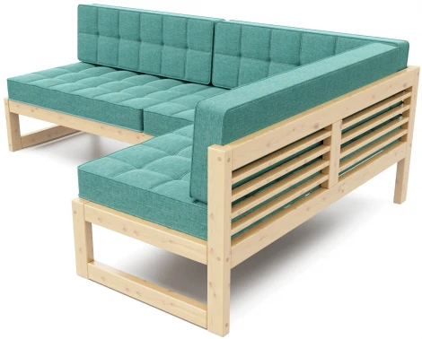 Диван Arsko угловой Сега У сосна рогожка бирюзовая