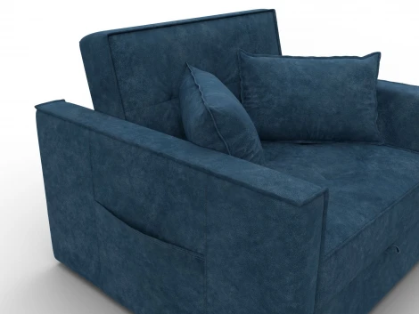 Кресло-кровать Лига-104 (80) (ЛДСП,Брус,Фанера,Велюр/Синий) Лига Диванов 134850