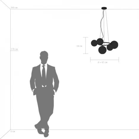 Подвесная люстра Lightstar Globo 815051 (220V, на тросе, шарики, молекулы)