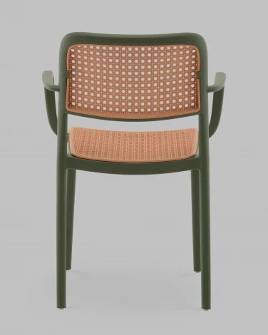 Стул Yona пластиковый с подлокотниками зелёный Stool Group арт.УТ000040845
