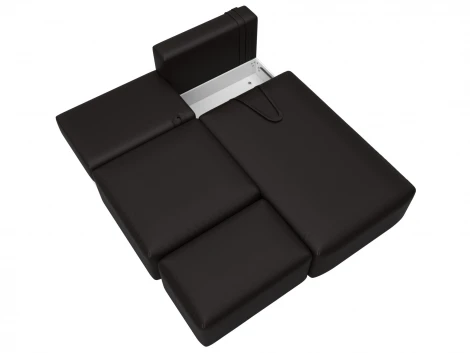 Диван угловой модульный с пуфом Лига-060 НПБ угол универсальный (ЛДСП,Брус,Фанера/Пластик/Экокожа/Коричневый) Лига Диванов 130065