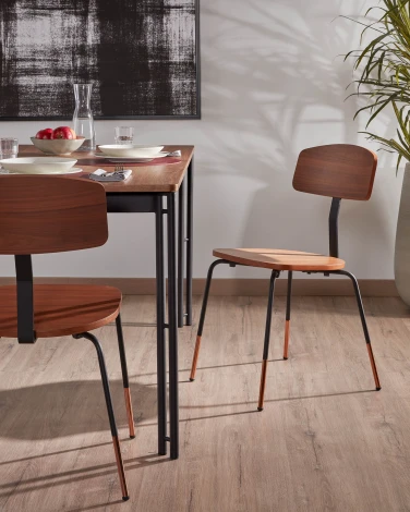 Обеденный стул La Forma (ex Julia Grup) Oyaka (Орех/ Шпон,Сталь,Фанера,Орех,Шпон ореха)