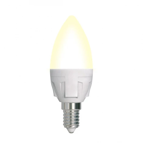 Лампочка светодиодная свеча белая E14 7W 3000K Uniel LED-C37 7W/3000K/E14/FR/DIM PLP01WH