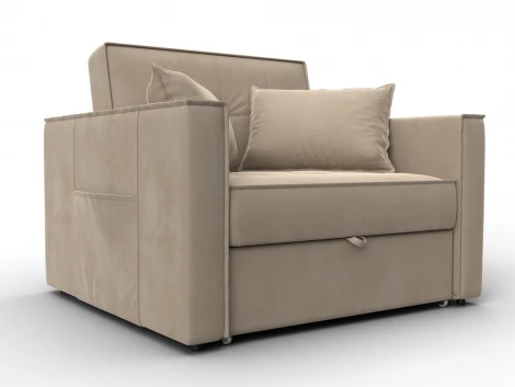 Кресло-кровать Лига-104 (80) (ЛДСП,Брус,Фанера,Велюр/Бежевый) Лига Диванов 134852