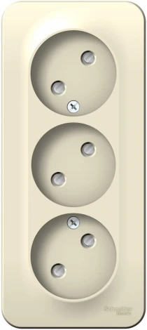 Розетка накладная тройная без заземления со шторками (молочный) Systeme Electric Blanca BLNRA001312