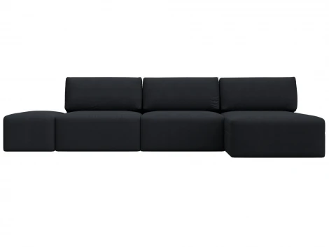 Диван угловой модульный с пуфом Лига-060 НПБ Лонг угол универсальный (ЛДСП,Брус,Фанера/Пластик/Замша/Темно-серый) Лига Диванов 129521