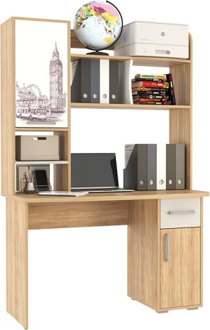 Лайт-1 Стол компьютерный 1200, цвет дуб сонома/белый Mebelson (арт.SKL1.1N01.1623)