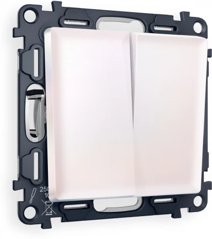 Комплект механизма Ambrella Volt 2-клавишного проходного выключателя ALFA MA203020 Жемчуг QUANT