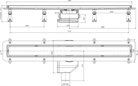 Душевой лоток Pestan Confluo Premium Line 750 черное стекло/сталь