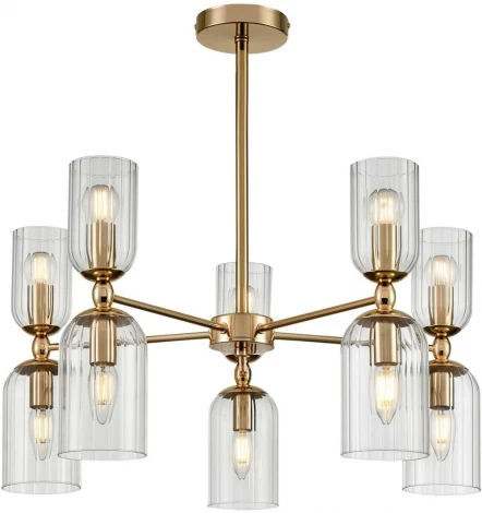 Потолочная люстра на штанге Lumion Kassia 6586/10 золото/прозрачный, металл/стекло E14 10*40W 220V