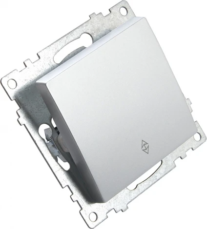 Переключатель одноклавишный (серебро) Stekker Катрин 39576