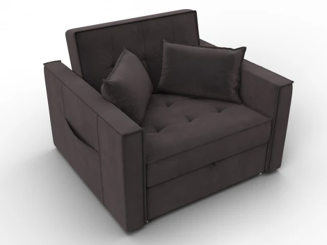 Кресло-кровать Лига-104 (80) (ЛДСП,Брус,Фанера,Велюр/Коричневый) Лига Диванов 134856
