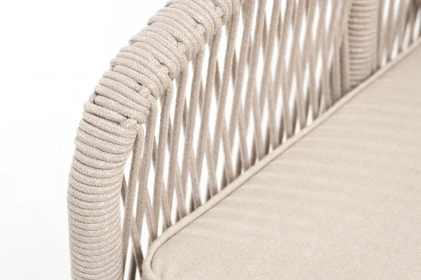 "Канны" диван 2-местный плетеный из роупа, основание дуб, роуп бежевый круглый, ткань бежевая 15052 4SIS арт.УТ-00010333