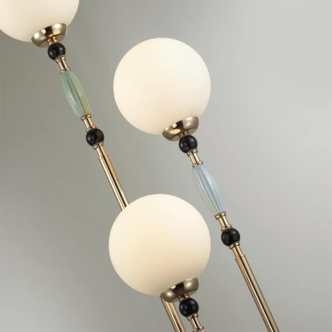 Торшер Odeon Light Palle 5405/3F золотой/корич./голубой/зеленый/белый матов./металл/керамика/стекло E14 3*40W (220V, выключатель, шарики)