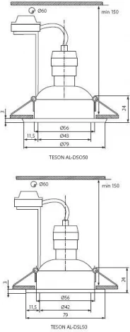 Встраиваемый точечный светильник Kanlux TESON 7372 (220V, круглые)