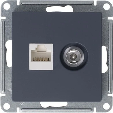 ТВ-розетка встраиваемая и Ethernet RJ-45 (грифель) Systeme Electric AtlasDesign ATN000789