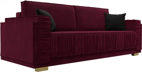 Диван прямой Лига-044 (Бордовый,Черный/Микровельвет) Лига Диванов арт.122257